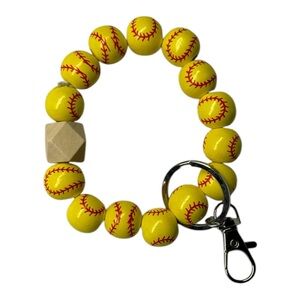 Yellow Baseball Bead Bracelet/Keychain